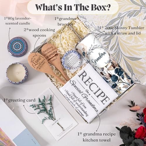 Mothers Day Gifts For Grandma, Grandmother Birthday Christmas Gifts Ideas from Grandkids, Granddaughter, Grandson - Best Grandma Gift Basket