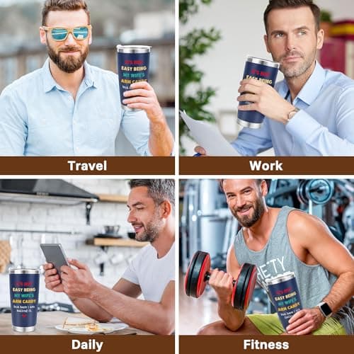 Husband Anniversary Men Gifts for Him from Wife, Husband Birthday Christmas Stocking Stuffers Gift, Wedding Anniversary Men Gifts for Husband Who Has Everything, 20oz Dark Bule Tumbler Cup ＆ Socks