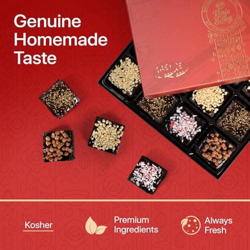 Gourmet Brownie Gift Box – 12 Assorted Rich, Chocolate Brownies Handcrafted for Freshness – Christmas Gift Basket, Holiday Gift Baskets for Women, Coworkers, Friends, Family - USA Made