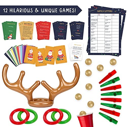 Gutter Games 12 Games of Christmas - 12 Hilarious Holiday Activities [Family Party Games Pack for Kids, Teens & Adults] - by Beat That! Game - Multicolor