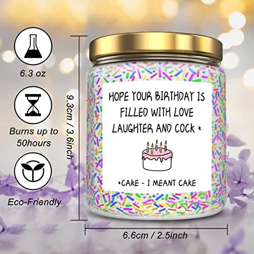 Funny Birthday Gifts for Women Sister Friend Female,Rude Birthday Anniversary Gag Gift for Women, Unique Sprinkle Candle Gifts
