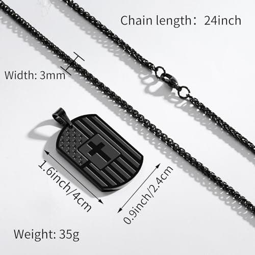 Zocomi To My Son Dad Brother Husband Grandson Grandpa Boyfriend Man Dog Tag Cross Necklace Christian American Flag Birthday Graduation Gifts Jewelry for Men Boys