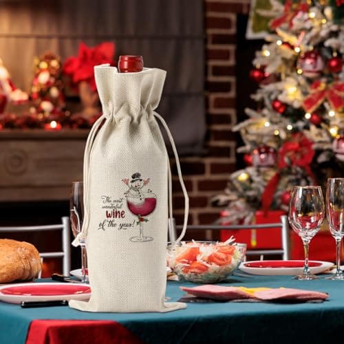 Funny Christmas Wine Bags - Holiday Gifts for Women & Men - Wine Lover & Christmas Party Decorations