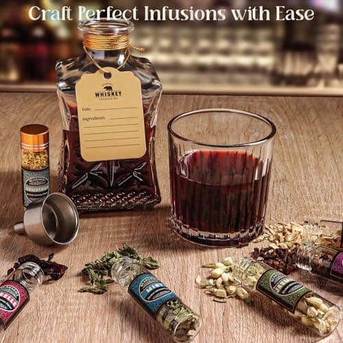 Alcohol Infusion Kit, DIY Whiskey Making Kit for Infusing Bourbon, Rye, Gin, Vodka, Tequila, Rum with Custom Botanicals, Perfect Alcohol Infusion Kits Whiskey Gifts for Men, Dad, Husband