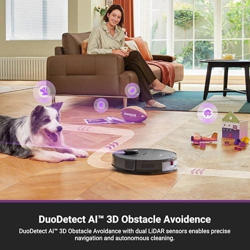 Eureka E20 Evo Plus Robot Vacuum and Mop Combo, 10,000Pa Suction Robot Vacuum Cleaner Bagless Self-Emptying Station, 45-Day Capacity Anti-Hair-Tangling Side Brush Mop Lifting App Control LiDAR Nav