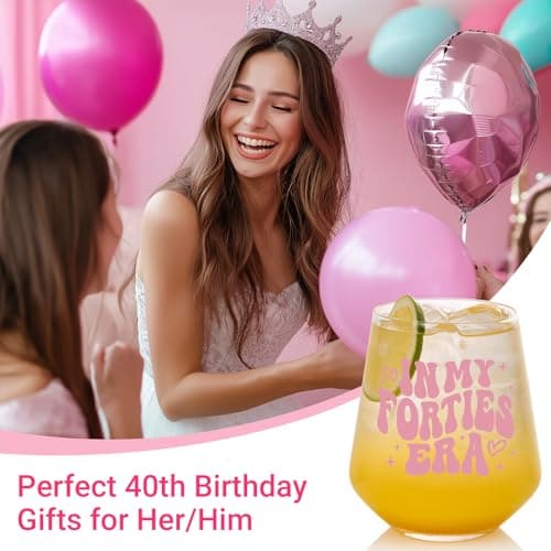 40th Birthday Gifts For Her - In My 40s Era Wine Glass, Best 40th Birthday Gifts For Women, 40 Years Old Gifts For Sister, Son, Daughter, Mom, Best Friend, Birthday Glass For Decorations, 18oz