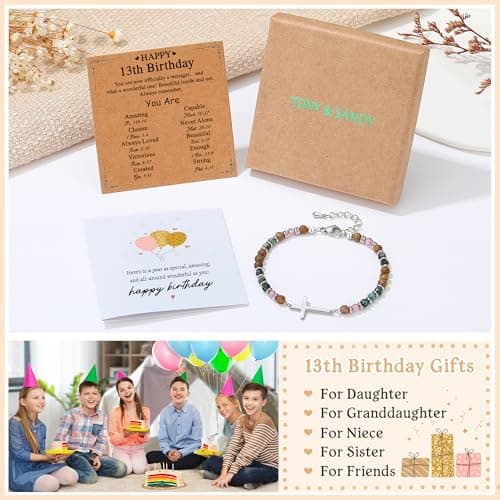 TONY & SANDY Christian Cross Bracelet for Women, Stocking Stuffers for Women, Confirmation Baptism Easter Gifts, Unique Gift for Friends Daughter Mom Sister in Christ on Birthday Christmas