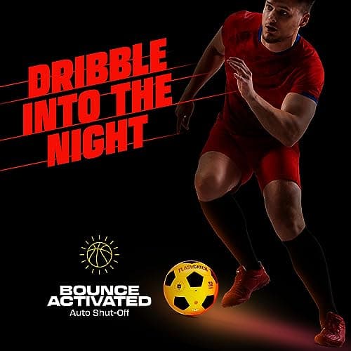 Light Up Soccer Ball - Glow in The Dark - NO 5 - Sports Gear Gifts for Boys & Girls 8-15+ Year Old - Kids, Teens Gift Birthday Ideas - Cool Boy Toys Ages 8 to 15 Glowing Night Activity