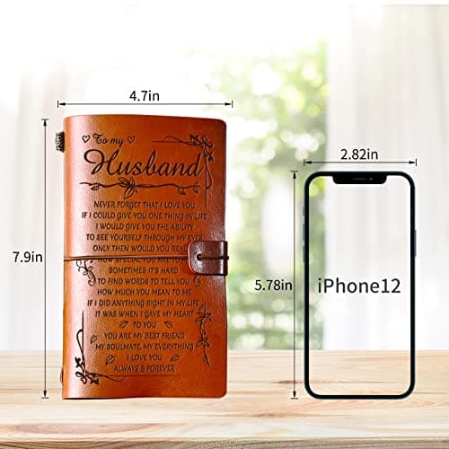 PRSTENLY Gifts for Husband Leather Journal, To My Husband Gifts 140 Page Refillable Notebooks, Fathers Day Anniversary Birthday Wedding Christmas Valentines Day Gifts for Him Men Husband from Wife