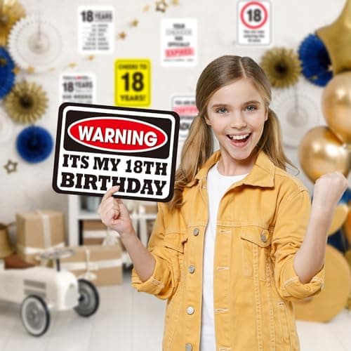 WERNNSAI 18th Birthday Party Decorations - 9PCS Wall Signs Funny Tags for Teens 18 Years Old Party Decor 18th Party Banner Table Centerpieces Door Wall Windows Signs Picture Props for Boys Girls