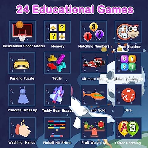 Kids Smart Watches Girls Gift for Girls Age 6-12, 24 Puzzle Games HD Touch Screen Kids Watch with Video Camera Music Player Pedometer Flashlight 12/24 hr Toys for 7 8 9 10 11 12 Year Old Girl Boys