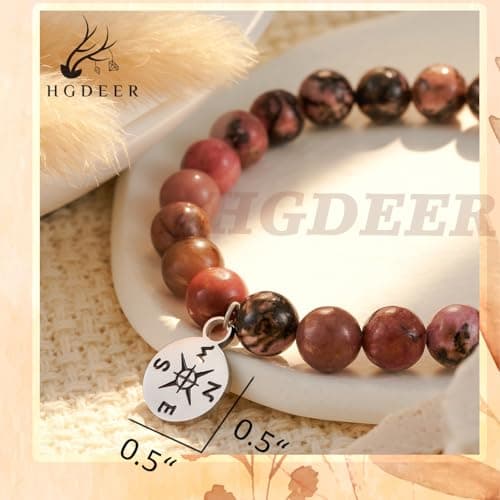 HGDEER Natural Stone Retirement Bracelet for Women/Men 2025, Going Away Farewell Gifts Valentine Gift For Coworkers Teacher with Gift Message Card