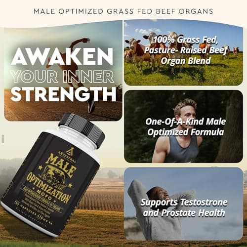 Ancestral Supplements Ancestral Supplements Mofo, Supplements for Men, Support for Energy Levels and Overall Men's Health and Wellness, Non-GMO Grass Fed Beef Organ Supplement with Liver, No Fillers, 180 Capsules