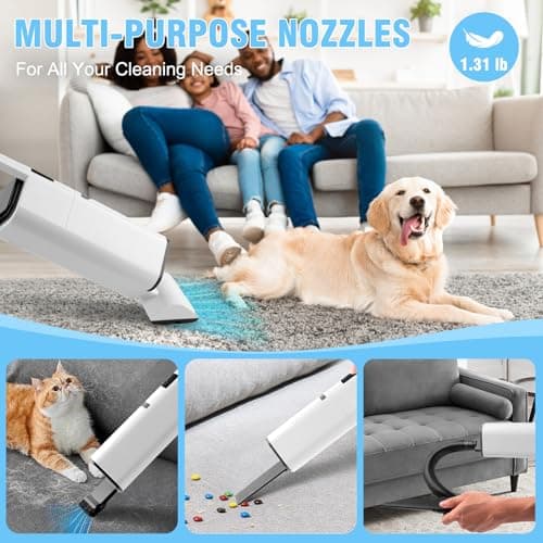 Cordless Vacuum Cleaner Handheld - 20000Pa Powerful Suction, 2-Speed Hand Vacuum Cordless Rechargeable for Car, Pet Hair, Stairs, Carpet, Couch - Portable Vac with HEPA Filter & 4 Attachments