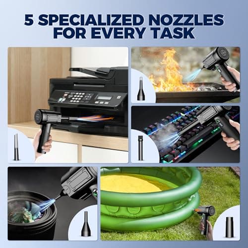 Compressed Air Duster: 100000RPM Electric Air Duster with LED Light Mini Air Blower Rechargeable Cordless Keyboard Cleaning Jet Dry Blower - Car, PC and Home Cleaning Kit Replaces Compressed Air Can