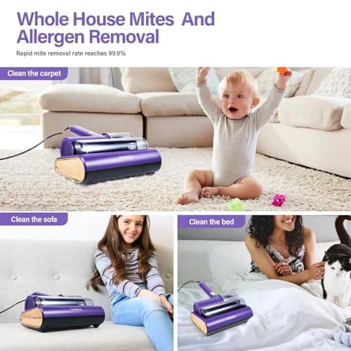 Mattress Vacuum Cleaner uv sanitizing, 16kpa Mattress Vacuum Cleaner Powerful Suction, Handheld Couch Cleaner Machine Deep Cleaner for Bed Cleaning, Sheet, Fabric Sofa Vacuuming