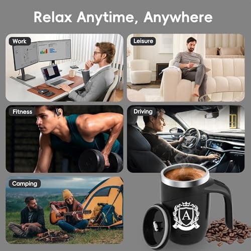Initial Magnetic Stirring Coffee Mug Stainless Travel Cup Adult Men Guy Him Brother Dad Boyfriend Uncle Niece Best Friendship Grandpa Grandfather Husband Son Law Happy Birthday Cool Meaningful Gifts,J