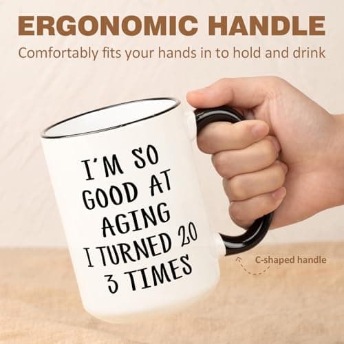 Aurahouse 60th Birthday Gifts for Women Men Mug, Funny Gift Ideas for 60th Birthday Women, 60 Year Old Birthday Gifts for Women Men Mom Dad Sister Friend Aunt, Turned 20 3 Times Coffee Cup Decorations