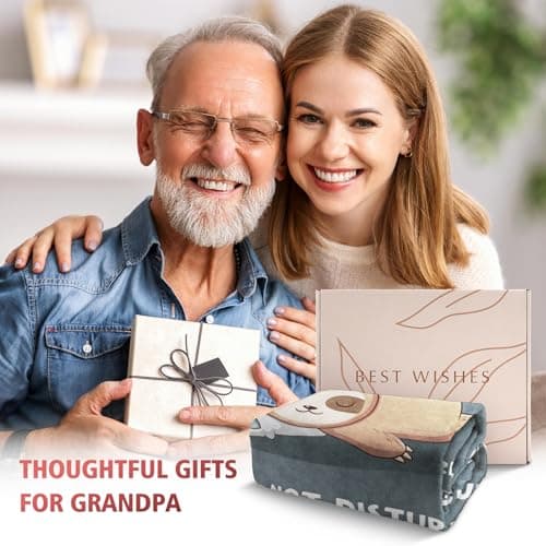 Funny Grandpa Gifts, Grandpa is Charging Sloth Blanket, Grandpas Birthday Gifts, Gift for Grandpas from Grandkids for Christmas Fathers Day, Soft Sloth Blanket for Grandfather 60" x 50"