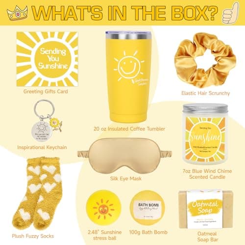 Gift Baskets for Women, 10pcs Unique Birthday Gifts for Women, Best Friend Birthday Xmas Gifts, Get Well Soon Gift Basket Sending Sunshine Cheer Up Box for Sister Friendship - BRIGHTEN UP HER DAY!