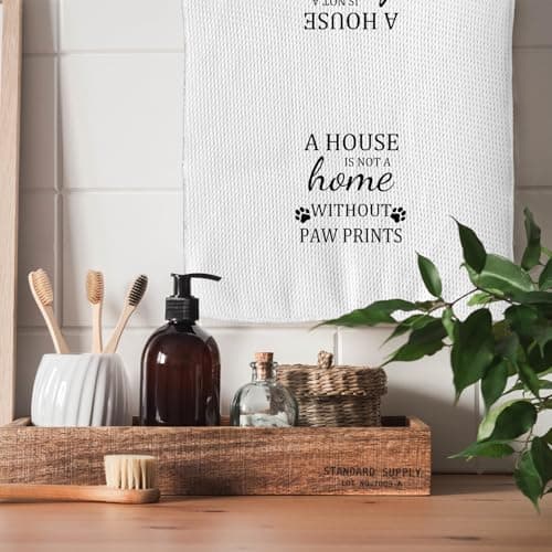 TNUW Dog Themed Gifts Kitchen Towels 16'24', Dogs Mom Gifts for Women, Dog Decorations for The Home, House Warming Gifts New Home, Paw Prints Kitchen Tea Hand Towels,