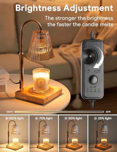 Candle Warmer Lamp with Timer, Dimmable Candle Warmer for Home Decor, Birthday Gifts for Women, Adjustable Height Wax Melts Warmer with 2 Bulbs