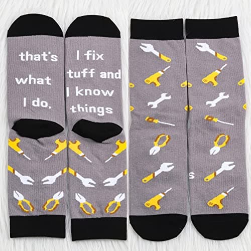 MBMSO Maintenance Worker Gifts 2 Pairs That's What I do I Fix Stuff and I Know Things Socks Handyman Gifts Repair Man Gift