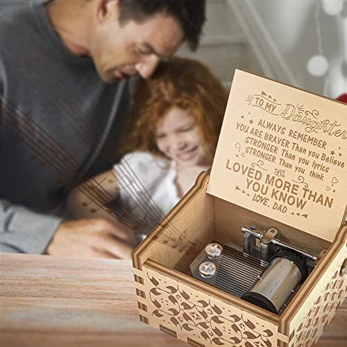 Ucuber You are My Sunshine Music Box, Gift for Daughter from Dad, Wood Laser Engraved Vintage Cute Boxes, Best Gift Birthday/Valentine's Day/Wedding Day (Dad to Daughter)