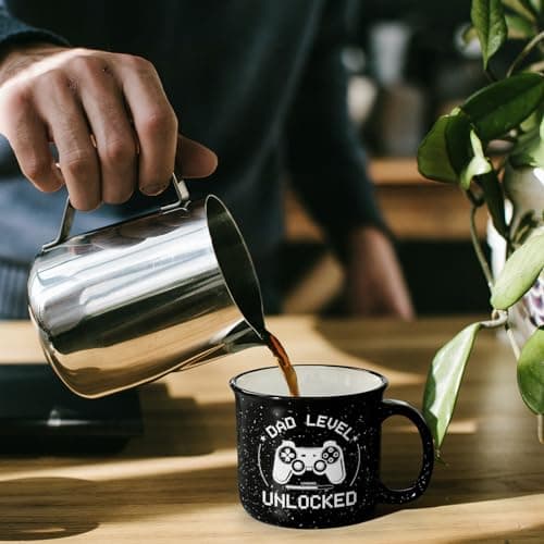 Cabtnca New Dad Gifts First Time, Dad Level Unlocked Mug, Birthday Christmas Father's Day Gifts for New Daddy, 15 Oz