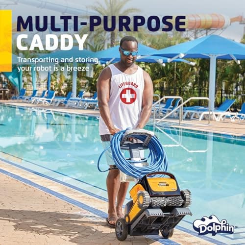 Dolphin Wave 90i Wi-Fi Automatic Robotic Pool Vacuum Cleaner Includes Caddy, Wall Climbing Scrubber Brush, Top Load Filters, Ideal for Commercial Pools up to 78 FT in Length
