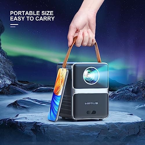 [Electric Focus] Mini Projector with 5GWiFi and Bluetooth, WIMIUS 1080P Outdoor Projector, Portable Movie Projector, 300" Screen, Compatible with iOS/Android/TV Stick/HDMI/PS5 M
