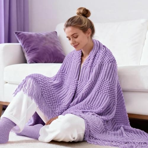 Christmas Gifts for Women, Self Care Get Well Soon Gifts, Lavender Relaxing Spa Gift Basket Care Package w/Blanket, Mothers Day Valentines Birthday Gifts for Mom Grandma Wife Girlfriend Sister Friends