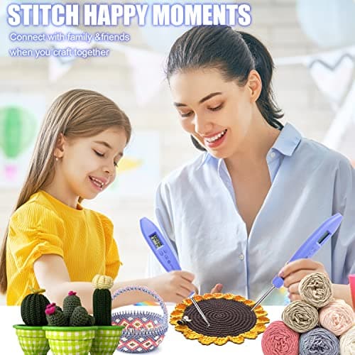 Light Up Crochet Hook Set Lighted Crochet Hook Set with 12 Different Size Interchangeable Crochet Needle, Ergonomic with 2 Levels Led and Digital Stitch Counter for Crocheting and Knitting