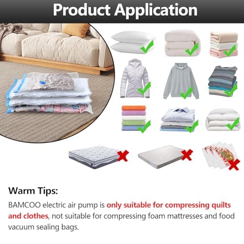 Electric Pump for Vacuum Storage Bags Travel Vacuum Pump for Various Vacuum Seal Bags Portable Vacpack Air Pump for Compression Clothing Blanket Luggage White(Storage Bag Not Included)