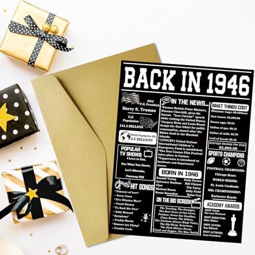 Asmallgf Happy 80th Birthday Gifts for Grandpa Grandma, Giant Big Eighty Years Old Bday Card for Women Men, Vintage 80 Husband Wife Bday Decorations