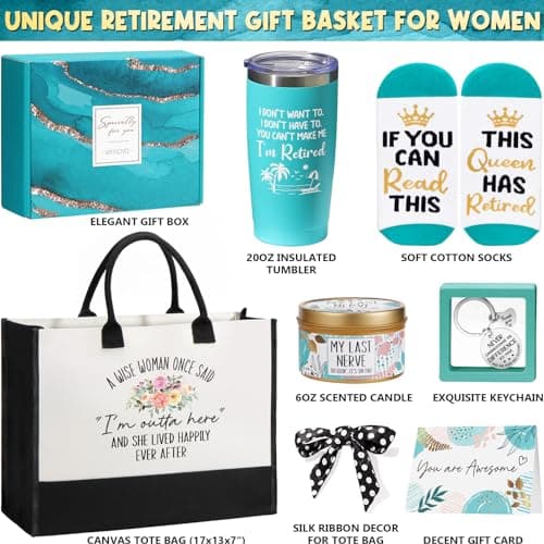Retirement Gifts for Women 2025, Best Cool Retirement Gifts for Coworker Teacher Nurses Boss Friends Mom Grandma Retirees, Coworkers Farewell Leaving Going Away Gift with 20Oz Tumbler Canvas Tote Bag