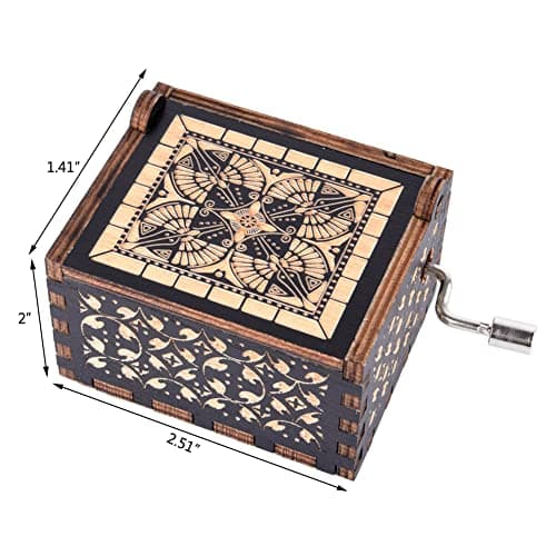 Can't Help Falling in Love Wood Music Box, Antique Engraved Musical Boxes Case for Love One Wooden Music Box - Gifts for Lover, Boyfriend, Girlfriend, Husband, Wife (Black)