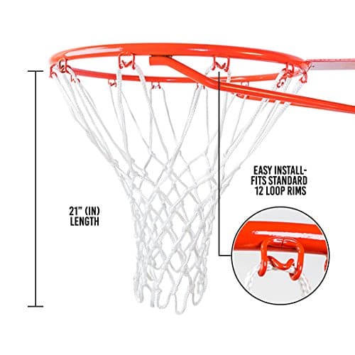 Heavy Duty Basketball Net Replacement - All Weather Anti Whip, Fits Standard Indoor or Outdoor Rims - 12 Loops - Basketball Hoop Net Replacement Outdoor