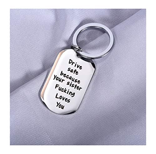 CINDYHE Drive Safe I Love You Keychain for Brother Sister Best friend Keychain Gift