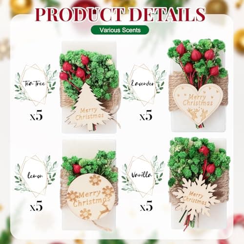 20 Pack Christmas Handmade Soap Favor with Wooden Christmas Tag, 4 Scents, Soap Gift for Wedding Favors, Party Decorations, Thanksgiving Gifts, Bridal Shower