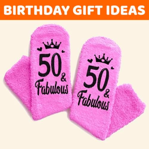 HAPPYPOP 50TH Birthday Gifts for Her - Women Socks for 50 Year Olds for Middle Aged Female Friends