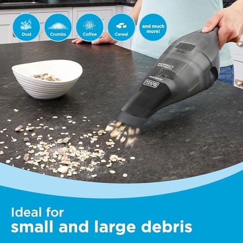 BLACK+DECKER dustbuster Handheld Vacuum, 8V Cordless, Hand Vacuum for Quick Cleanup with Crevice Tool and Washable Filter (HNVC220BCZ01)