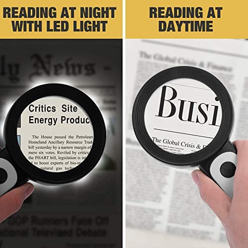 JMH Magnifying Glass with Light, 30X Handheld Large 18LED Cold and Warm Light with 3 Modes, Illuminated Magnifier for Seniors Reading, Inspection, Coins, Jewelry, Exploring