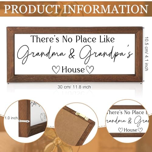 Yousoontic Grandparents Gift from Grandkids There's No Place Like Grandma & Grandpa's House Wooden Sign Farmhouse Home Decor for Father's Day Birthday Xmas Thanksgiving Gift (Dark Brown,11.8 Inch)