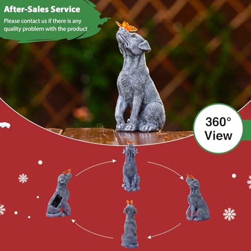 Goodeco Dog Statue with Solar Butterfly - Ideal Gifts for Dad, Mom or Birthdays, Beautifully Crafted Outdoor Decorations to Wow Your Guests