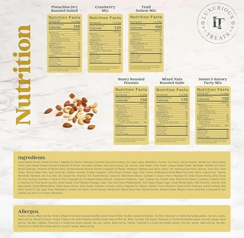 Luxurious Treats Nuts Gift Basket Gourmet Holiday Nut Box Healthy Care Package, Movie Night