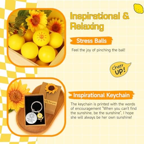 Gift Baskets for Women, 10pcs Unique Birthday Gifts for Women, Best Friend Birthday Xmas Gifts, Get Well Soon Gift Basket Sending Sunshine Cheer Up Box for Sister Friendship - BRIGHTEN UP HER DAY!