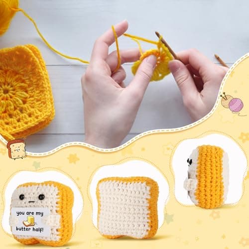 Gifts for Him Her Boyfriend Girlfriend Partner Loved One “You Are My Butter Half!” Crochet Toast – Cute Romantic Valentine’s Day, Anniversary, Birthday Gift for Couples Desk Decor & Christmas Gifts