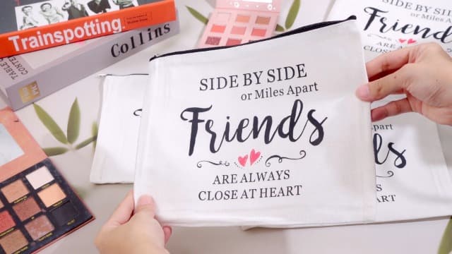 Xuniea 8 Pieces Friendship Gift Friend Makeup Bags Friendship Cosmetic Bags Portable Cosmetic Pouch Toiletry for Women Valentine Gift Makeup Travel Retirement Birthday Anniversary(Warm Pattern)