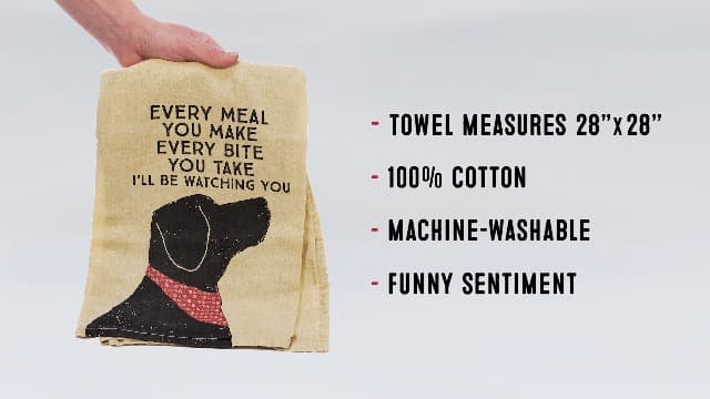 Primitives by Kathy Cotton Dish Towel Set - Dog Design, Kitchen/Bathroom Decor, Tea Towels, 28"x28"